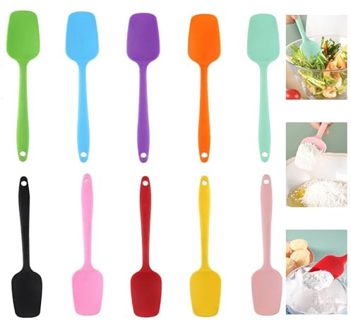 10 PCS Silicone Spatula, Multicolor Silicone Spoons, Repeatable | Set Silicone Rubber Spatulas Scrapers for Cooking Baking Utensils Tools Cooking Baking