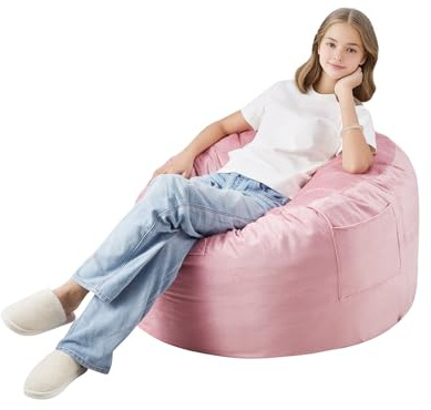 VEVOR Poltrona a Sacco Rotonda 890 mm con Fodera Sfoderabile Lavabile, Poltrona a Sacco, Schiuma di Memoria 25D Imbottita con Morbido e Liscio Velluto Olandese, per Camera da Letto, Sala Giochi, Rosa