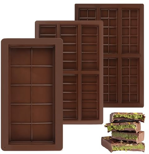 3 Pezzi Stampo Cioccolato,Stampo per Cioccolato,Stampo Per Tavoletta Di Cioccolato In Silicone,Stampo Barretta Cioccolato per Cioccolatini Tavoletta Cioccolato Caramelle Cioccolatini al Pistacchio