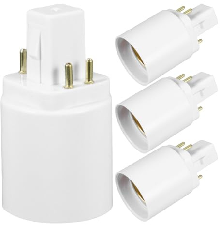 TIDTALEO G24Q to E27 Lamp Holder Converter 4 Pin to Screw Base Light Socket Adapter for Home Office Shop Lighting Fixtures Heat Resistant Pbt Material Easy Installation Pack of 4