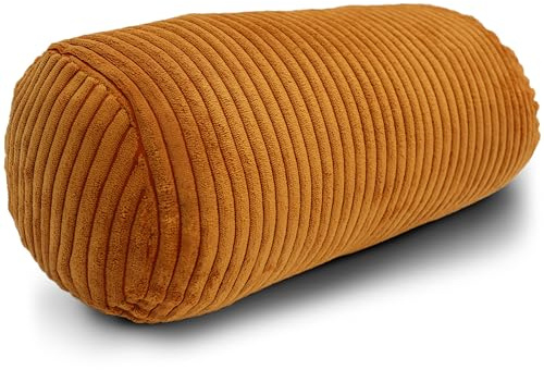 Amilian Nackenrolle mit Bezug 40x15 cm – Cord Kissen mit Füllung – Waschbar – Für Erwachsene & Kinder – Ideal für Nacken (Senfglanz, 40 x 15 cm)