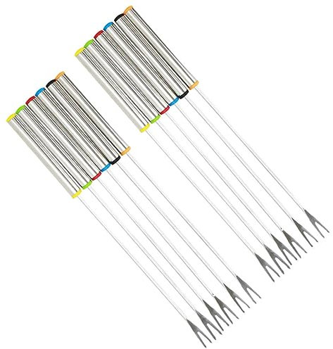 FUNOMOCYA 12Pièces Fourchettes à Fondue Acier Inoxydable pour Fruits Fromage et Desserts pour Événements et Barbecues