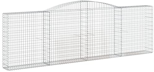 Gabion en arc zingué - Gabions décoratifs en métal pour pierres - Utilisation en extérieur - 400 x 30 x 120/140 cm - Grillage métallique durable - Parfait pour l'aménagement paysager et le contrôle de
