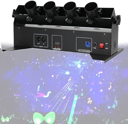Máquina lanzadora de confeti – Cañón eléctrico de confeti de 4 cabezas con DMX512 y control remoto para bodas, espectáculos de discoteca, clubes y fiestas de escenario