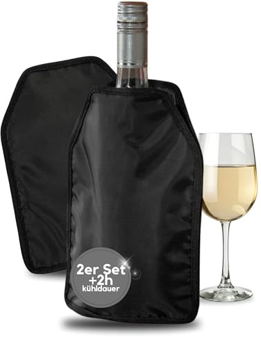 Kühlmanschette 2er Set - Weinkühler, Bierkühler oder Sektkühler für Zuhause | Gel-Kühlung, flexibel, wiederverwendbar, Party, Picknick, Garten, Camping, platzsparend, langlebig