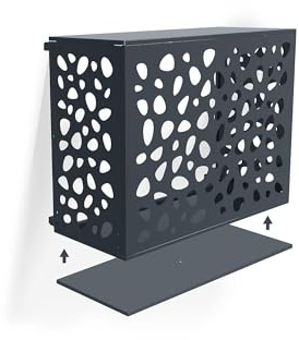Casanoov Cache Climatiseur Exterieur Gris avec Face Inférieure 105x84x65 cm – Amaro Sunny Acier Galvanisé Protection – Compatible Clim & PAC Toutes Marques – Design Galets Moderne – Montage Facile