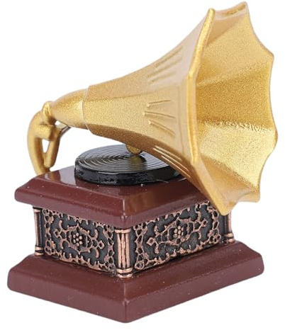 NOENNULL Vintage-Grammophon-Plattenspieler, Miniatur-Phonograph, Puppenhaus-Zubehör, Retro-Mini-Grammophon-Spieluhr, Puppenhaus, Miniatur-Grammophon für Schlafzimmer und Wohnzimmer