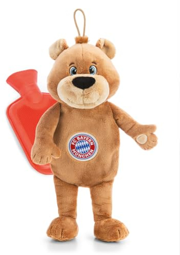 NICI Varmvattenflaska FC Bayern München Berni, 300 ml, 35 cm, brun - 63178 | Kärleksfullt utformad, gosig värmande leksak och söt present till familj och vänner, perfekt för mysiga stunder