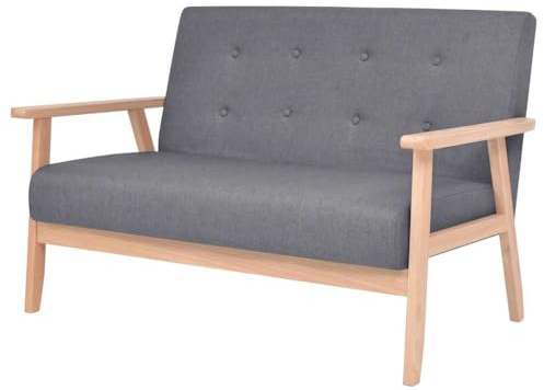 QUAHEAS 2-Sitzer Sofa Dunkelgrau Stoff, Holzrahmen, 113,5 cm Breite, Bequeme Polsterung, ideal für Wohnzimmer, einfache Montage