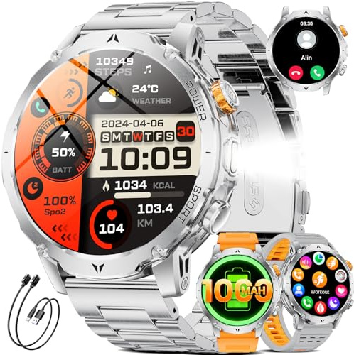 LIGE Smartwatch Uomo,1.7 HD Orologio/1000 mAh - 50 giorni in standby Smart Watch con Effettua/Risposta Chiamate,100+ Sportivo Fitness Tracker con Contapassi Sonno Cardiofrequenzimetro per Android/iOS