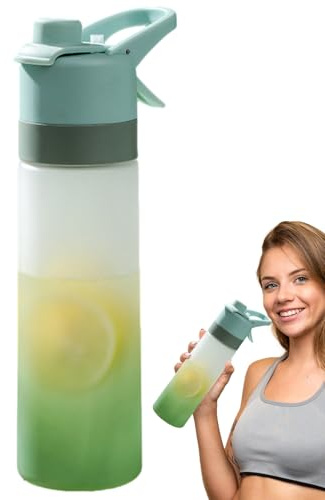Vattensprayflaska - sprayflaska för dricksvatten - Bärbar spray för sport 650 ml - Drick Tvåfunktionssport med sugrör - Återanvändbar sprej för Pal
