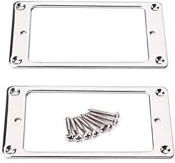Supvox 2 stücke Chrom Flache Metall Humbucker Pickup Montageringe Flache Basis Pickup Rahmen mit Schrauben 92x46mm (Silber)