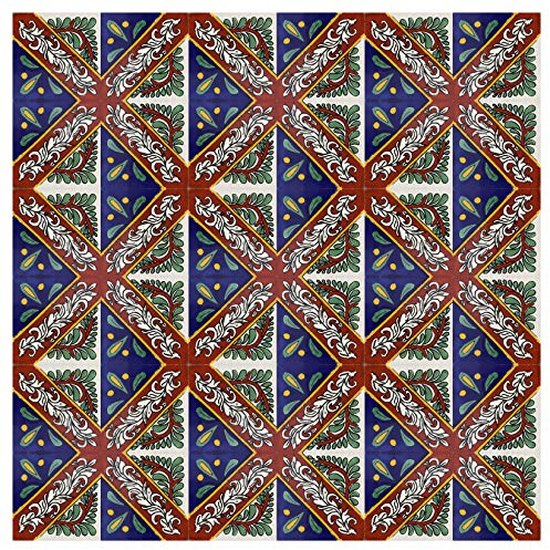 Cerames azulejos de mosaico Talavera Zandra - 30 azulejos decorativos de cerámica mexicana para baño, ducha, escaleras, pared posterior de la cocina | azulejos de mexicanos 10,5x10,5 cm