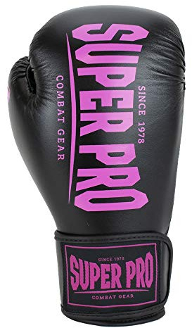 Super Pro unisex – vuxna Champ Boxhandskar Svart/rosa 14 oz