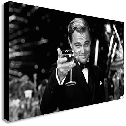 Gerahmter Kunstdruck auf Leinwand, Motiv The Great Gatsby, Leonardo DiCaprio, verschiedene Größen (A0, 47 x 33 Zoll)