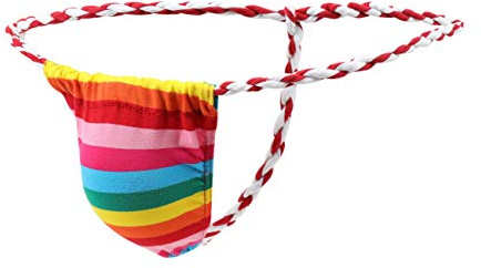 Newsywell T-back bomullsstringtrosor för män Sumo G String Low Rise bikini kalsonger underkläder, Regnbåge, XL