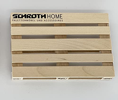 Schroth Home Pali Untersetzer 7,5 x 11,5 x 1,5 cm – Mini Paletten Untersetzer aus Holz – 6er Pack – Paletten Untersetzer für Glas, Tassen und Getränke – Europalette – individualisierbar