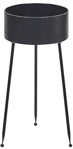 Pflanzenständer schwarz 29 x 26 x 50 cm Metall für Innen- und Außenbereich Leika
