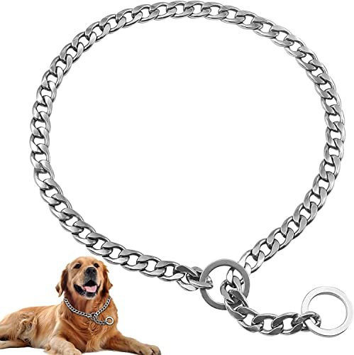 Collare per Cani Catena in Metallo Ferro Collare, per Cane Taglia Grande Media Piccola Basic Catena di Collare per Addestramento Animali, Collare Strozzo Acciaio (argento, S-2,5mm×50cm)