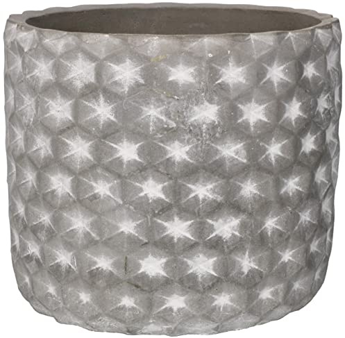 KOTARBAU® Maceta cilíndrica de hormigón ⌀12, Tiesto Decorativo para Flores y Plantas, Macetero de Cemento Redondo para Interiores, geométrico con Estrellas Blancas, Diseño Minimalista, Gris