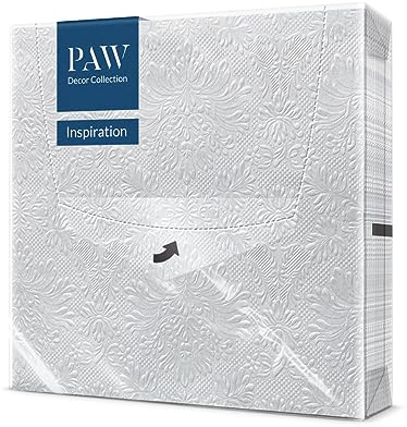 PAW – servetter 3-lager (33 x 33 cm) I 20 stycken I perfekt för födelsedagar, fester, bröllop, nattvard och fester I pappersservetter färgglada – speciella tillfällen, ornament, silver I inspiration