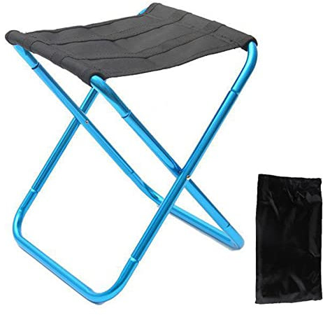 BIHOME Ultraleicher tragbarer Klappcampinghocker mit Aufbewahrungsbeutel, Aluminiumlegierstuhl im Freien, Klapphocker für Wanderreisen Garten Picknick,Blau,25.4x22cm(10x9)