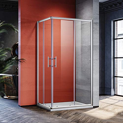 SONNI Box Doccia Quadrato 100x80 cm,Cabina Doccia con Angolare Apertura Scorrevole,Vetro Temperato 5 mm Profilo in Alluminio
