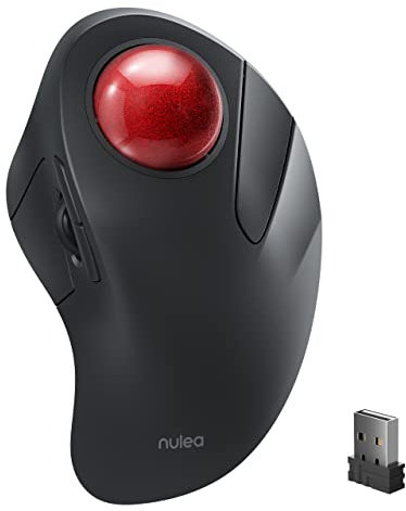 Nulea Wireless Trackball Mouse，Rechargeable Ergonomic Mouse, Easy Thumb Control, 5 Adjustable DPI, 3 Device Connection (Bluetooth or USB) for PC, Laptop, iPad, Mac, Windows, Android