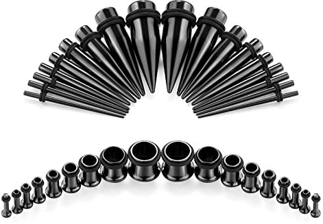 36 stück Dehnstäbe Tunnel Set Ohr Expander Plug 1.6-10mm Leuchten im Dunkeln mit Flesh Silikon Ohr Tunnel Piercing Set