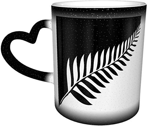 YINGD Keramiktasse Silber Farn of Neuseeland AGC Heat Sensitive Color Changing Mug in the Sky Kaffeebecher Keramiktasse