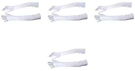 ELGE 8 stücke 21 Zoll Frauen Arm Lange Satin Ellenbogen Handschuhe für Abend Hochzeit Kostüm - Weiß, weiß