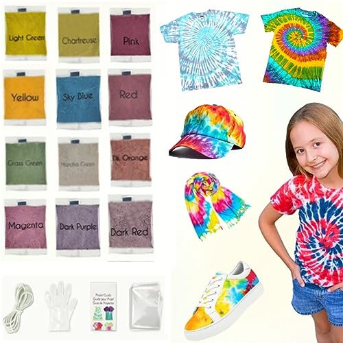 KARLOR Tie Dye Kit,12 Textilfarbe Batikfarben Stoffmalfarben Set für DIY Textil Kleidung selbst färben, Stoff Batik Set für Hemden Hoodie Shirts Erwachsene Kinder Handgemachte Projekte(ohne Flasche)