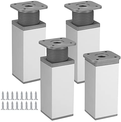 Gaomoeny 4 STK Möbelfüße höhenverstellbar eckig, Schrankfüsse, Schrankbeine, Tischbeine, Möbelbeine, Tischfuß Aluminiumlegierung für DIY Möbel (15CM)