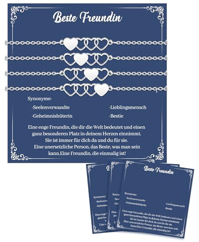 CheersLife 2/3/4/5 Beste Freundin Geschenke,Geschenke für Freundin Freundschaftsarmband Damen Mädchen, Geschenk Freundin Weihnachten,Geburtstagsgeschenk für Freundin - Herzarmband