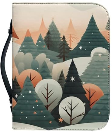 Kuiaobaty Valley Forest Bibelhülle mit Griff, moderner Stil, Kunstleder, Buchhülle mit Stiftfach innen, kleines Lager, 4 Größen