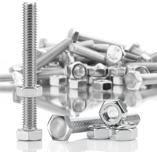 SWTYExt 30 Sätze Sechskantschrauben M6x50 mm Edelstahl Schrauben M6 | Bolzen mit Muttern, Edelstahlschrauben A2 V2A, DIN 933/ISO 4017, Außensechskant, Maschinenschrauben, Vollgewinde, für Möbel