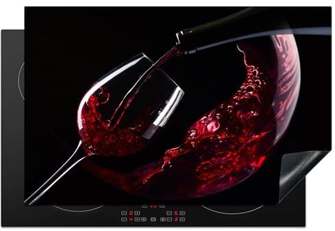 KitchenYeah© Herdabdeckplatte Einteilig Küche Ceranfeld Abdeckplatte | 80x52 cm - Cerankochfeld Abdeckung Induktionskochfeld Schutzmatte Blätter - Schwarz - Gold - Luxus - Natur - Pflanzen