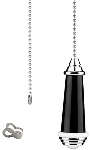 TXErfolg Extension de chaîne de traction avec chaîne à billes 85 cm de long 8 cm de long pour lampe de salle de bain, toilettes, interrupteur de ventilateur (noir)