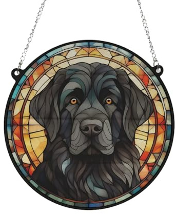 Newfoundland Stained Glass Effect Suncatcher Gift for Dog Lovers - 19cm