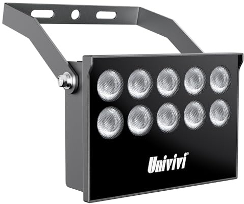 Univivi Projecteur infrarouge, 850 nm, grand angle, pour vision nocturne, étanche IP67, 10 LED infrarouges, avec bloc d'alimentation 12 V CC pour caméra IP, caméra de surveillance CCTV pour