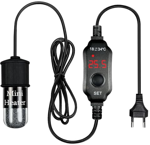 BORDEAG Mini Aquarium Heizung, 30W USB Aquarium Heizstab mit LED-Anzeige, Externer Temperaturregler Aquarium Heizstab, Mini Heizstab Aquarium, Aquarium Heizer für 7L Aquarien Fischtanks (30W)