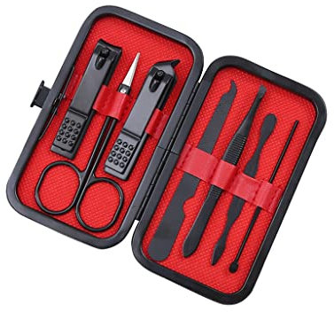 Maniküre-Pediküre-Set, 7-teiliges Nagelknipser-Set, tragbares Nagelset, Körperpflege-Pediküre-Set, Schönheitsset aus Edelstahl (Roségold/Schwarz) für unterwegs oder zu Hause (Farbe: A-7-teiliges Set)