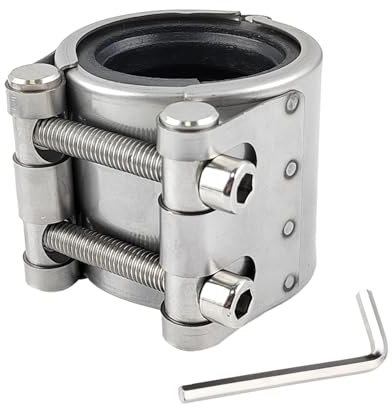 Raccord de Tuyaux 40-44 mm, avec Outil de Montage, Capacité de Réparation Puissante, Colliers de Serrage, Convient pour les Réparations de Tuyaux en Plastique et en Métal (argent)