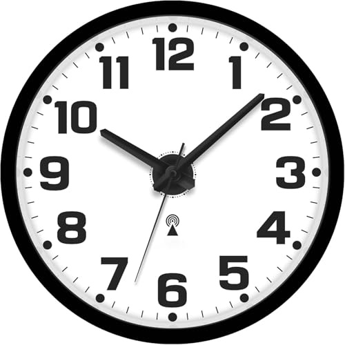 Sinsoledad Wanduhr Funk Ohne Tickgeräusche 30cm Modern Funkuhr Wand für Wohnzimmer Küche Schlafzimmer Büro (Schwarz)