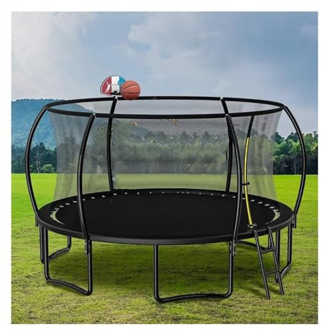 MNEVZX Trampoline Accessories 12 FT Trampoline For Kids Recreational Trampoline With Basketball Hoop And Ladder Enclosure For Kids Adults Family Trampoline Tie Down Anchor Kit