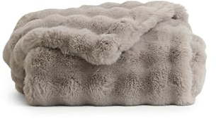 Cozy Earth Bubble Cuddle Blanket - Faux Fur Ultra-Soft Luxury Throw Blanket - Comfortably Weighted Design for Lounging or Sharing - Machine Washable - Light Grey Oversized Throw 80 x 60