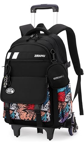 EKUIZAI Boys Rolling Backpack for School Kids Wheeled Bookbag Backpack with Wheels Trolley School Bags for Teen Boys