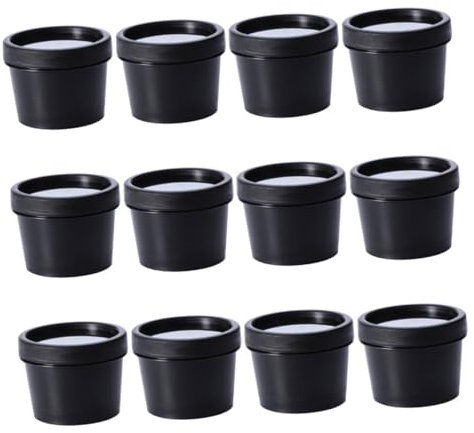 KAILIKETIY Lot De 12 Pots De Crème Plastique 100g Noir Avec Intérieur Étanche Pour Visage Cosmétique Échantillons Voyage