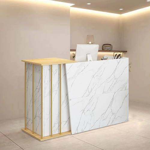 SJMDMZD Empfangstheke mit 2 Schubladen und Ablageflächen Empfangstresen, Bürotheke Rezeption Tisch mit Privatem Panel für Salon Empfangsraum Kasse Lobby Laden-Theke B 100cm