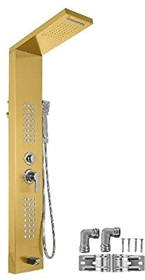 Shower Panel, LED Light Shower Panel System Waterfall Rain Shower Faucet SPA Massage Jets Tub Shower with Bidet Bath Taps for Bathroom